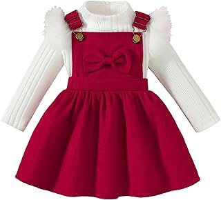 Little Princess Girls Corduroy Overall Dress with Bow and White Long Sleeve T-Shirt Set Toddler Holiday Party Outfit: OEM Production and Sizing Notes