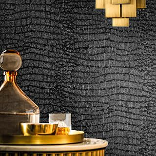 Fititem Black Peel and Stick Wallpaper Crocodile Texture Modern 118