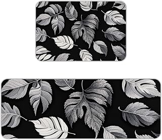 2-Piece Kitchen Mat Set - Soft Flannel Floor Rugs, 16