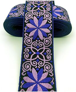 5 Yards Jacquard Trim Ribbon, 2 Inches Flower Purple Webbing for Making Guitar Belt,Polyester Lace Trim for DIY Sewing Crafting Embellishments: Jacquard Weave and Production Notes