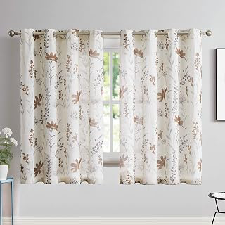 July Joy Printed Sheer Curtains Linen Textured for Living Room Floral Leaf Design Farmhouse Style Window Panel Drapes Set Grommet Treatment for: Jacquard Weave and Production Notes