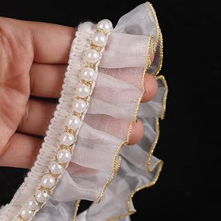 HAVII 3 Yards Organza Pleated Lace Edge Ruffle Trim Ribbon with Pearl Beads for Doll Pet Dress Clothing Applique Sewing DIY Crafts, 1.5 Inch: Fabric Sourcing and Quality Notes