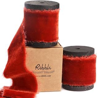 Ribbli Rust Red Velvet Ribbon 1.5 Inch Handmade Frayed Vintage Christmas Ribbon for Gift Wrapping Christmas Tree Ornament Wreath Craft Home: Jacquard Weave and Production Notes