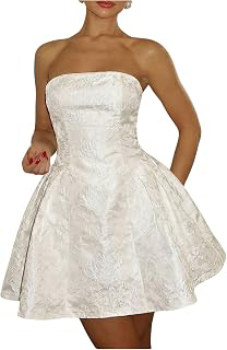 Women's Wedding Dress Corset Lace Up Short Bridal Engagement Dress: Jacquard Weave and Production Notes