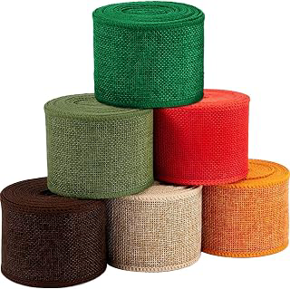Fall Burlap Ribbon, Orange/Chocolate/Army Green/Light Yellow/Red/Green Burlap Wired Ribbon, 2.4Inch x 6 Colors Total 30 Yard, for Holiday: Fabric Sourcing and Quality Notes