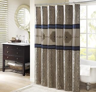 Madison Park Embroidered Jacquard Traditional Shower Curtain, 72
