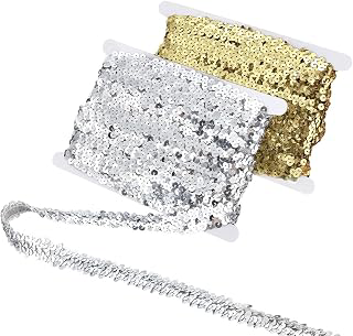 PH PandaHall 20 Yards Stretch Sequin Trim Elastic Polyester Fabric 18mm 20mm Glitter Metallic Stretch Flat Sequin for Crafts Sewing Wedding: Fabric Sourcing and Quality Notes