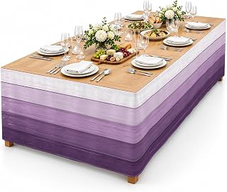 9Ft Table Skirt, Purple Ombre Table Skirt for Rectangle Tables & Round Tables, Decorative Desk Skirts, Farmhouse Vintage Wooden Striped Party: Ombre Dyeing and Production Notes