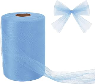 Dusty Blue Tulle Fabric Roll 6 Inch × 100 Yards Dusty Blue Tulle Mesh Ribbon for Gift Wrapping Wedding Tutu Skirt Crafts Sewing Party Decoration: Ombre Dyeing and Production Notes