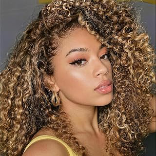 Ombre Kinky Curly Half Wig Human Hair Glueless Wigs 180% Density 16 Inch: Ombre Dyeing and Production Notes