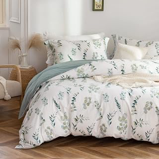 MILDLY Eucalyptus Leaves Floral Duvet Cover Set Unique Design 3pcs Queen: Jacquard Weave and Production Notes