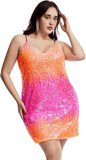 Women's Sparkly Sequin Dress Spaghetti Strap Glitter Party Cocktail Clubwear Sexy Mini Dresses: Ombre Dyeing and Production Notes