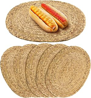 Bencailor 6 Pcs Jute Woven Placemats Natural Braided Placemats, Oval: Jacquard Weave and Production Notes