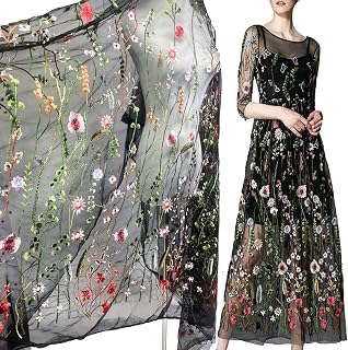 Lace Fabric,2 Yards Black Beautiful Multicolor Seaweed Flowers Dense Embroidery Fabric Tulle Lace DIY for Sewing Dress Accessories (71inch x: Print Design and Production Notes