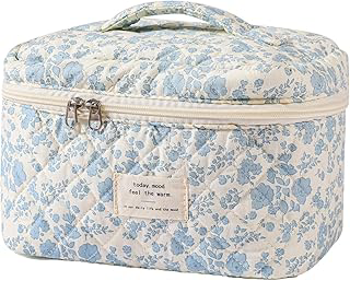 uekeboag Large Travel Quilted Makeup Bag for Women (01Lithtblue-flower): Print Design and Production Notes