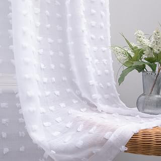Sheer Textured Curtains 63 Inch Length 2 Panels for Bedroom Semi Sheer Light Filtering Rod Pocket Pom Pom Butterfly Tufted Clipped Vintage: Jacquard Weave and Production Notes