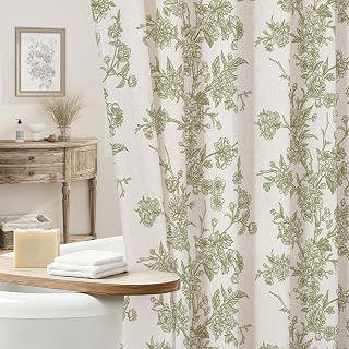 Sage Linen Farmhouse Shower Curtain, Vintage Boho Floral 72x72: Print Design and Production Notes