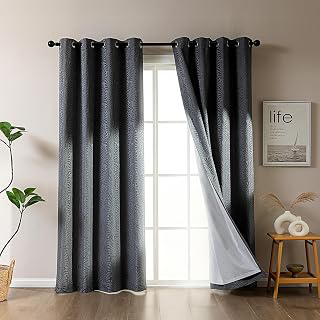 SLEEP ZONE Blackout Curtains for Bedroom and Living Room, Curtains & Drapes with Thermal Insulation for Room Darkening, Jacquard 140 GSM Window: Jacquard Weave and Production Notes
