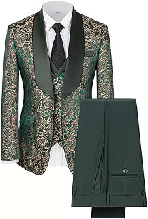 Men's 3 Piece Jacquard Suit Dinner Party Prom Tuxedo Wedding Embroidered Blazer Vest Pants Set: Jacquard Weave and Production Notes
