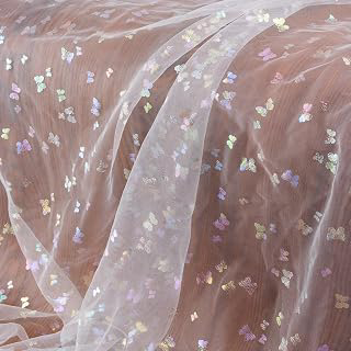1 Yard Embroidery Butterfly Lace Fabric, White Bronzing Butterfly Lace Fabric Mesh Tulle lace for DIY Wedding Dress Costume Veil Accessories: Ombre Dyeing and Production Notes