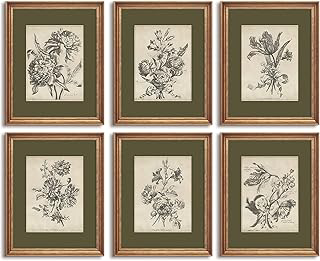 Vintage Floral Wall Art Sketch Flower Prints Antique Botanical Canvas Wall Art Decor Vintage Etchings Floral Poster Green Botanical Painting: Print Design and Production Notes