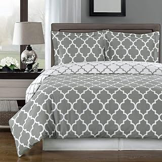 Royal Hotel Bedding Gray and White Meridian King/Cal-King 3 Piece Duvet-Cover-Set, 100% Cotton 300 Thread Count Duvet Cover: Jacquard Weave and Production Notes