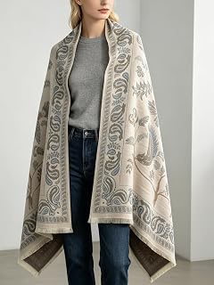 Women Paisley Bird Print Jacquard Pashmina Shawl Wrap Fringe Edge Vintage Reversible Warm Poncho Scarf: Jacquard Weave and Production Notes