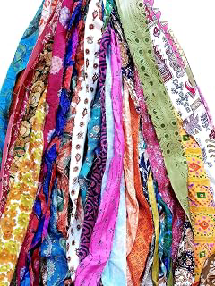 21 Yards Unstitched Recycled Sari Silk Yarn Ribbon Tassels 21 Strips SKEINS Shades Recycled Journal Scrapbook Craft Project Decor DS360 (Mixed: Fabric Sourcing and Quality Notes