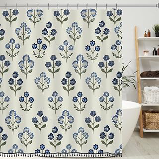 Boho Floral Shower Curtain with Tassels for Bathroom 72x72 Inch Block Print: Jacquard Weave and Production Notes