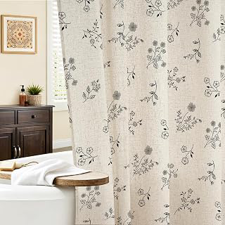 Linen Cotton Shower Curtain Farmhouse Floral Shower Curtain for Bathroom: Jacquard Weave and Production Notes