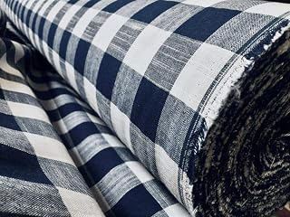 Gingham Linen Checked Linen Fabric Plaid Material Buffalo Black or Blue Check - 55 inches Wide (Sold by the Yard) (Navy Blue & White): Fabric Sourcing and Quality Notes