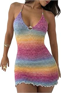 Women's Ombre Backless Halter Mini Dress Sleeveless Knit Dresses: Ombre Dyeing and Production Notes