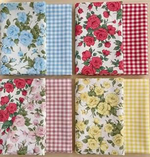 8 Pcs 10x10 Inch Cotton Fabric Squares Rose Floral Gingham Print Precut Patchwork Quilting Bundles DIY Sewing Scrapbooking Cushion Craft Supplies: Print Design and Production Notes