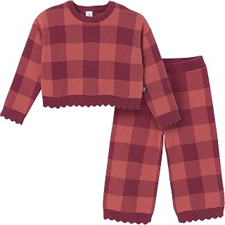 Modern Moments™ by Gerber Toddler Girls' Jacquard 2-Piece Sweater Set, Dark Rose Large Check, 5T: Jacquard Weave and Production Notes