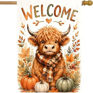 Highland Cow House Flag 28x40 Inch for Outdoor Fall Farmhouse Decor: Fabric Sourcing and Quality Notes