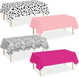 4 Pack Disco Cowgirl Tablecloth Party Decorations, Pink Cow Print Disposable Table Cover, Rectangle Table Cloth for Pink Cowgirl Birthday Disco: Print Design and Production Notes