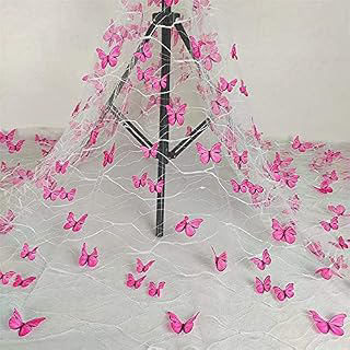 3D Vivid Butterflies Mesh Lace Fabric French Tulle lace for DIY Wedding Dress Costume Accessories Flower Girl Gown Dress Bridal Veil Home Decor: Ombre Dyeing and Production Notes