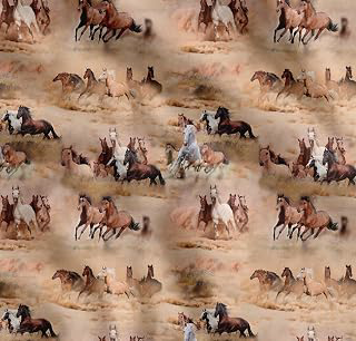 Soimoi 100% Cotton Fabric - Horse Animal Print - Brown - 42