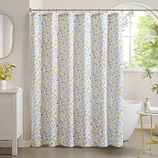 Laura Ashley Nora Shower Curtain for Bathroom, Cotton, 72 x 72, Yellow: Jacquard Weave and Production Notes