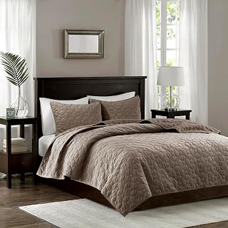 Madison Park Harper Velvet 3 Piece Coverlet Set Taupe 104x94 inches King/Cal King: Jacquard Weave and Production Notes