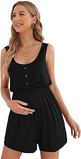 Verdusa Women's Maternity Romper Lightweight Button Jumpsuit Shorts: OEM Production and Sizing Notes