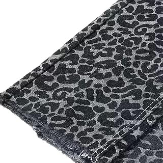 10.5 oz Leopard Print Jacquard Denim Fabric,Black,178cm (70
