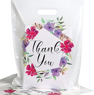 Floral Thank You Bags for Business Small, 50 PCS 12x15 Plastic Bags: Print Design and Production Notes