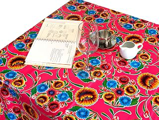 Alux Sweet Flower Oilcloth Tablecloth - Pink - Plastic Vinyl PVC - Mantel de Plastico (55x55in Square): Fabric Sourcing and Quality Notes