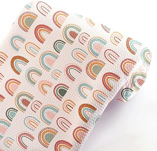 Rustic Sage Multi-Colored Rainbows Printed Liverpool Bullet Fabric Textured Knit Jersey 4 Way Stretch - 1 Yard: Fabric Sourcing and Quality Notes