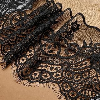 Uenhoy Black Eyelash Lace Trim, 7.8