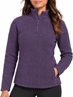 Womens Quarter Zip Pullover Poly Fleece Mock Neck Sweatshirt UPF 30: Jacquard Weave and Production Notes
