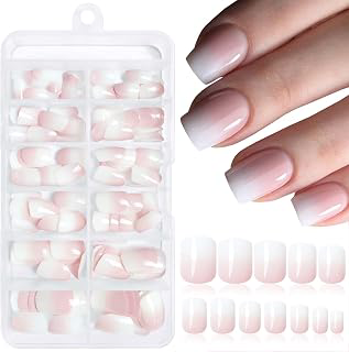 144pc Ombre Press on Nails Short Fake Nails-Square Glue on Nail Press ons: Ombre Dyeing and Production Notes