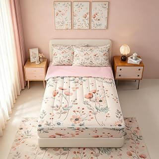 Spring Floral Zipper Bedding Twin Lavender Flower Floral Zip Up Bedding Set for Boys and Kids, Modern Minimalist Bed in a Bag Elegant: Print Design and Production Notes