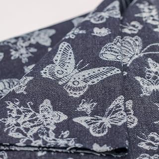 9.4 oz Unwashed Butterfly Jacquard Cotton Fabric, Deep Blue,180cm Width,Non-Stretch for Jeans,Jackets & DIY Sewing (3 Yard pre Cut): Jacquard Weave and Production Notes